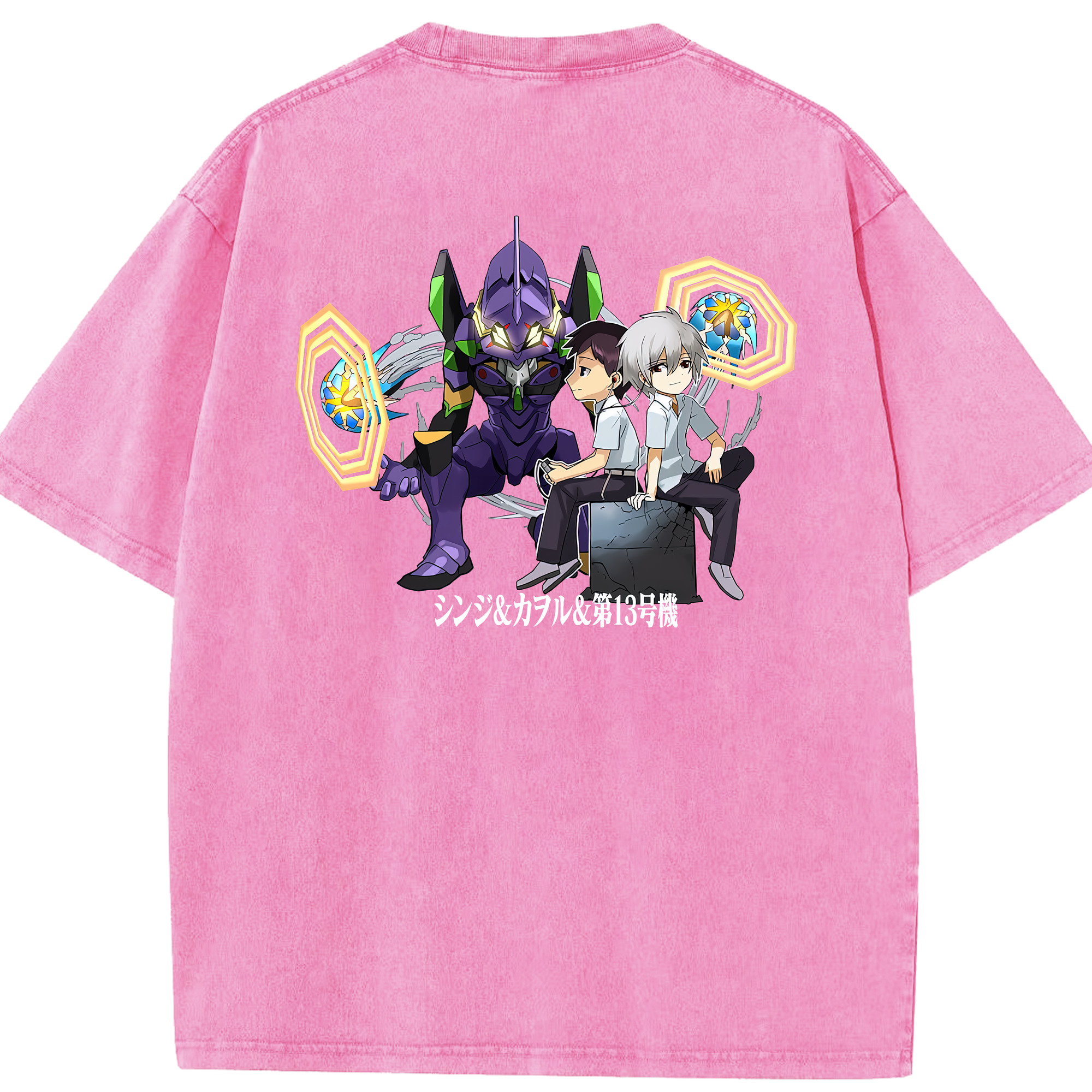 （画像用） EVA 新世紀エヴァンゲリオン 綿100% ヴィンテージ風 半袖Tシャツ（背面プリント）